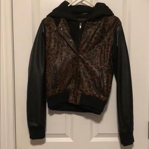 Obey cheetah leather hoodie/jacket